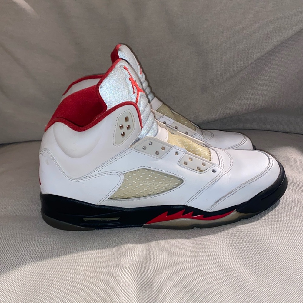 Air Jordan 5, Fire Red.  Pre-worn, size 7y